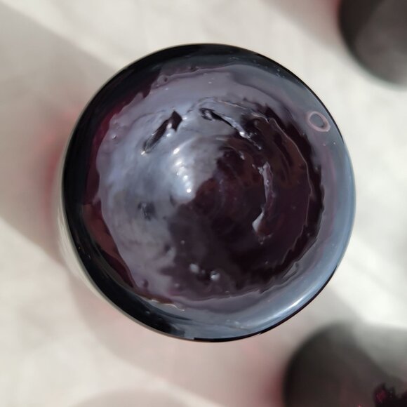 Set Of 6 Vintage Amethyst Swirl Patterned Hand Blown Glasses - Picture 3 of 4